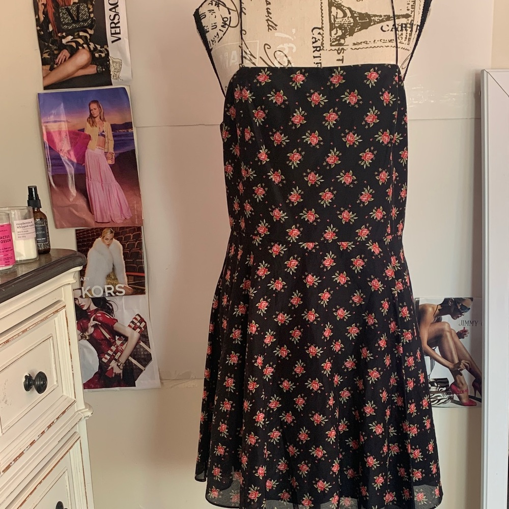 Alice + Olivia Black Dress with  Floral Pattern